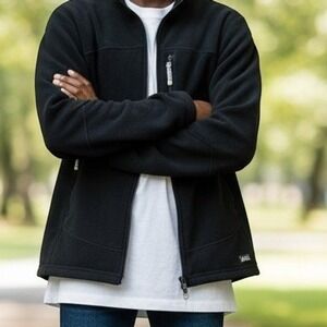 REI Youth Boys Size XL (16/18) Fleece Full Zip Jacket Warm WIND PRO Black L/S